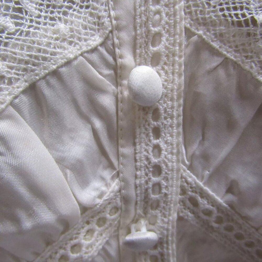 NEW LOVESHACKFANCY Womens Tandra Romantic V-Neck Blouse Size 4 Antique White - Picture 5 of 13